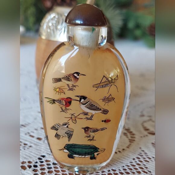 VTG Chinese Glass Snuff Bottle Inside Painting - Picture 9 of 9